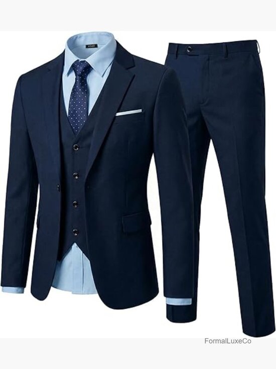 Men's Slim Fit 3 Piece Suit Set Blazer Vest Pants Tie